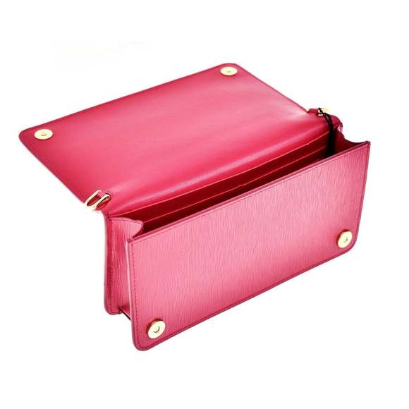Prada Vitello Move Peonia Pink Leather Small Chain Wallet Crossbody - Picture 7 of 10